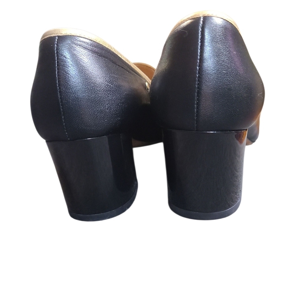 Tory Burch Black Heeled Loafers with Gold Accents Size 6 - Picture 3 of 5
